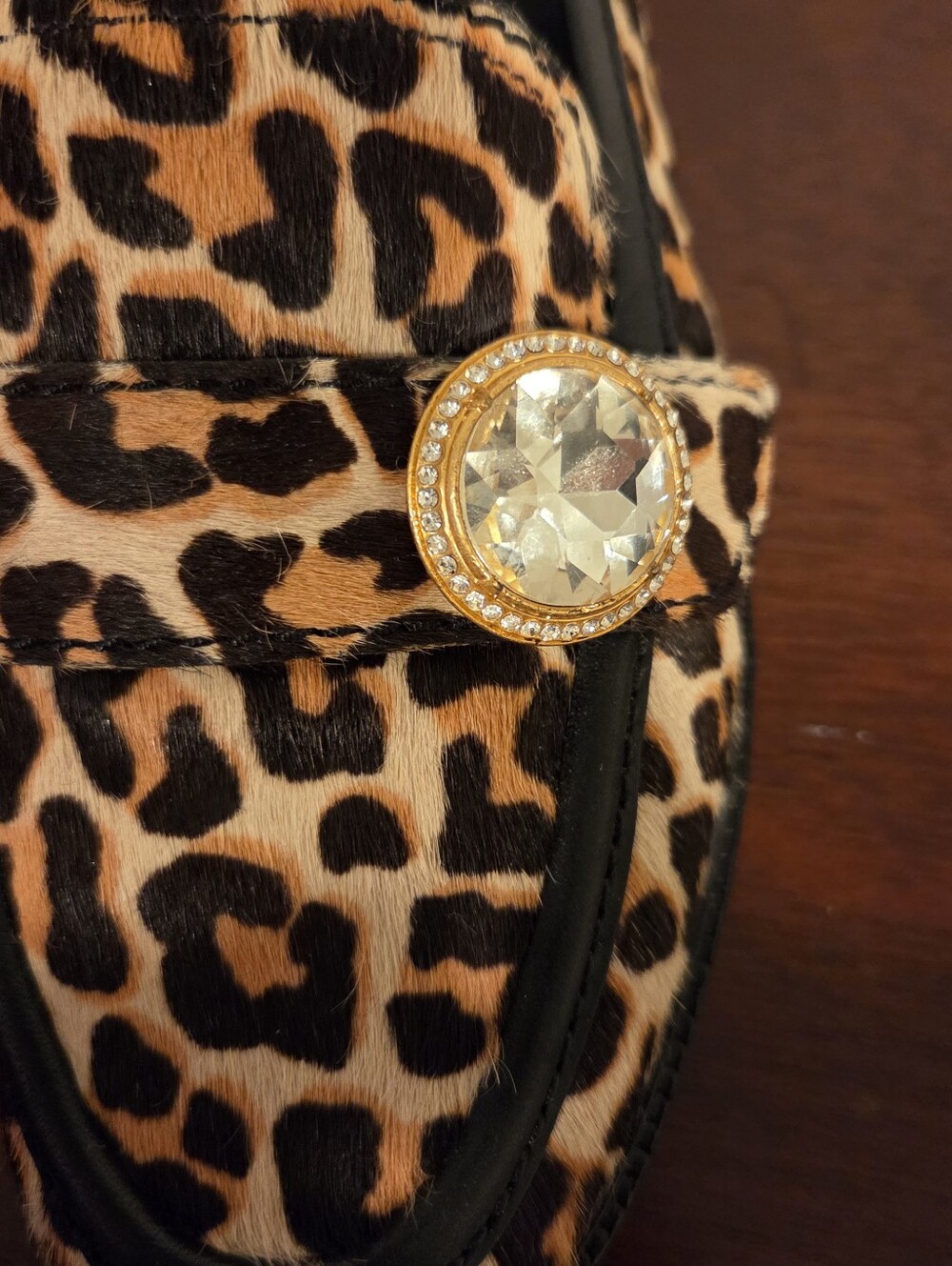 kate spade Leopard Print Jeweled Penny Loafers - Brown/Black,Size 6.5B - Picture 7 of 14